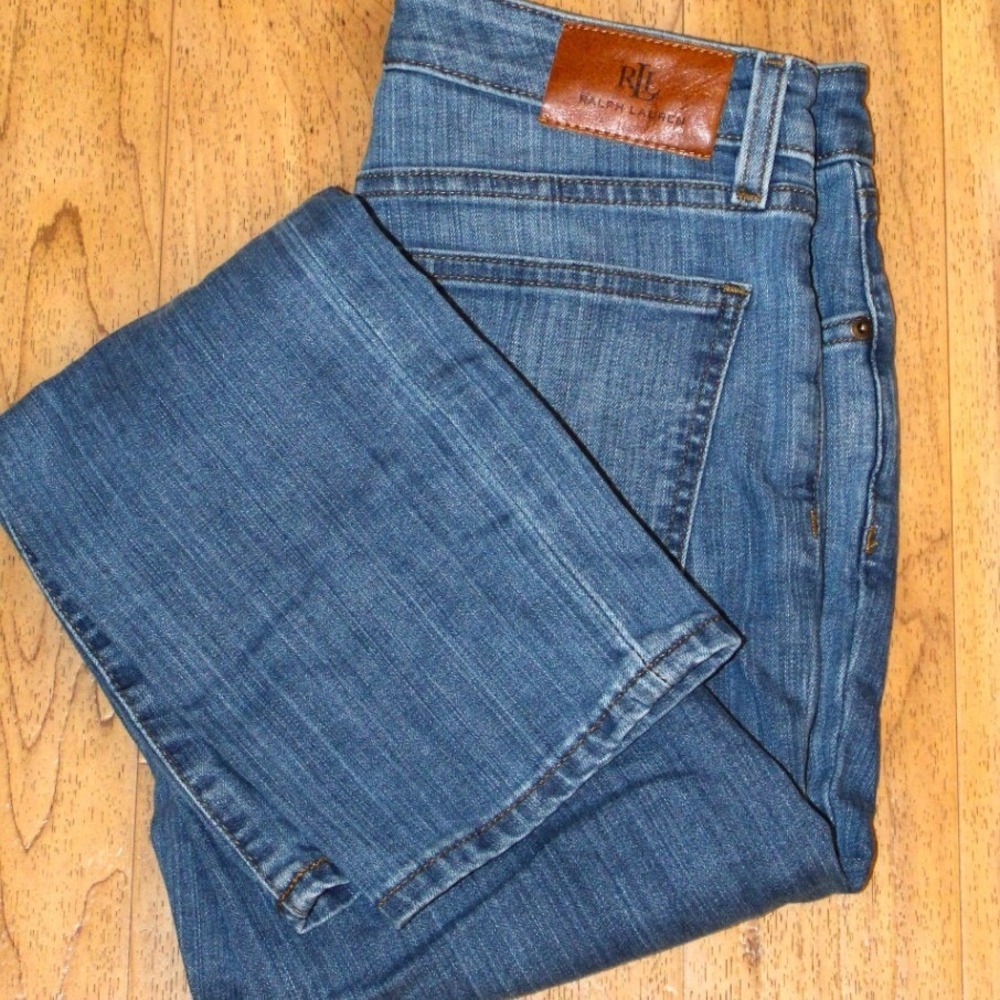 Lauren Ralph Lauren Mid Rise Straight Leg Jeans Women 6P Blue Denim Petite